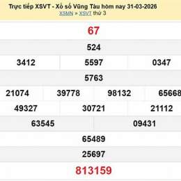 kết quả xổ số vũng tàu ngày 31 tháng 03