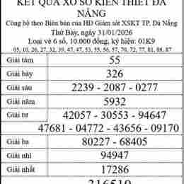 xổ số kiến thiết đà nẵng ngày 31 tháng 01
